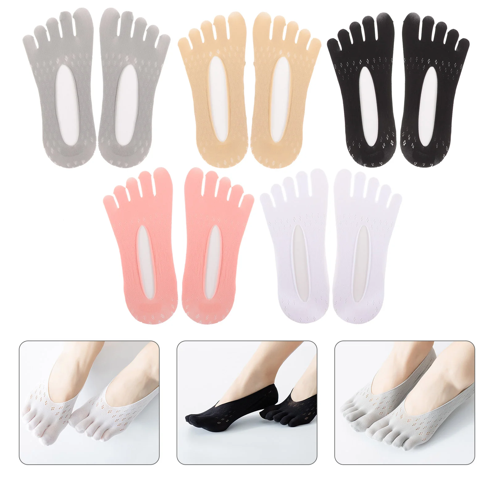 

5 Pairs Five Finger Stockings Women Socks Women's Toe Comfortable Womens Washable Cotton Woman