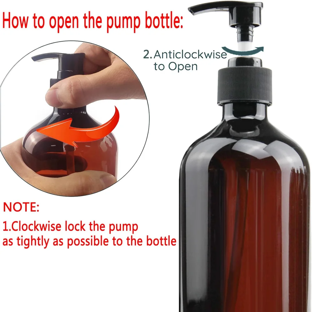 100/200/300/400/500ml Pump Bottle Dispenser Refillable Bathroom Shampoo Shower Gel Bottles Kitchen Dish Plastic Liquid Container