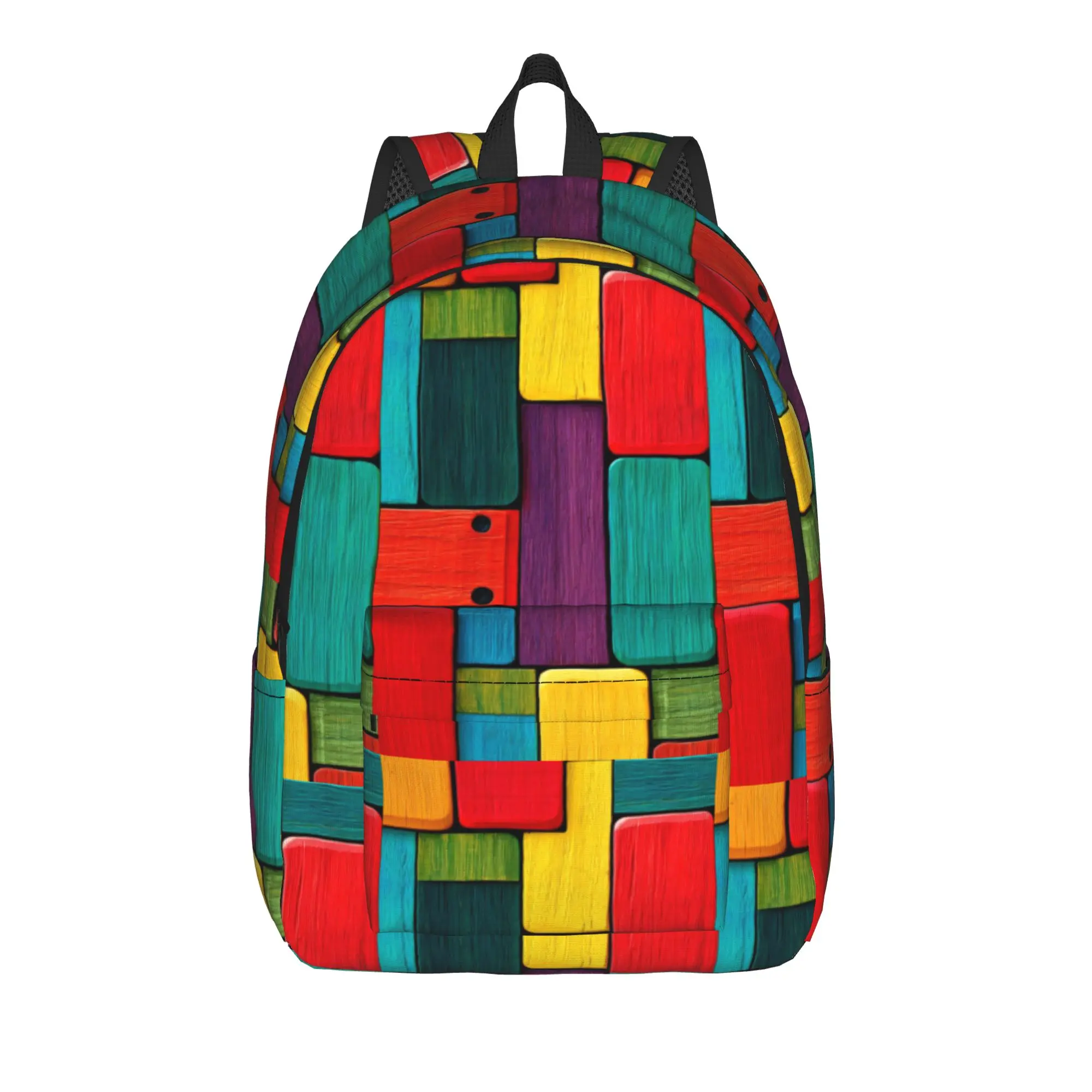 Block Geometric Design Backpack  Cycling Backpacks Male Custom Large High School Bags Style Rucksack