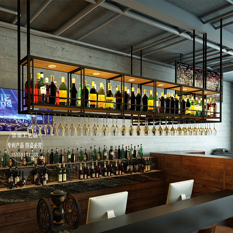 Mueble Bar de Pared con Vinoteca, Estante para Botellas, Mueble Comercial para Restaurante, Estante de Exhibición para Botellas, Vinoteca, Muebles para Bar
