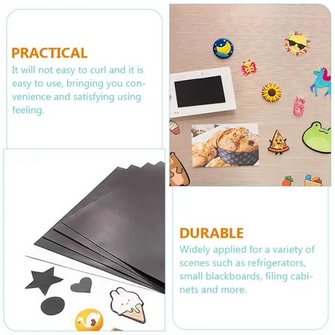 5Pcs Magnetic Sheets DIY Self Adhesive Flexible Fridge Magnet Sheets Sticky Magnets for Refrigerator Blackboard