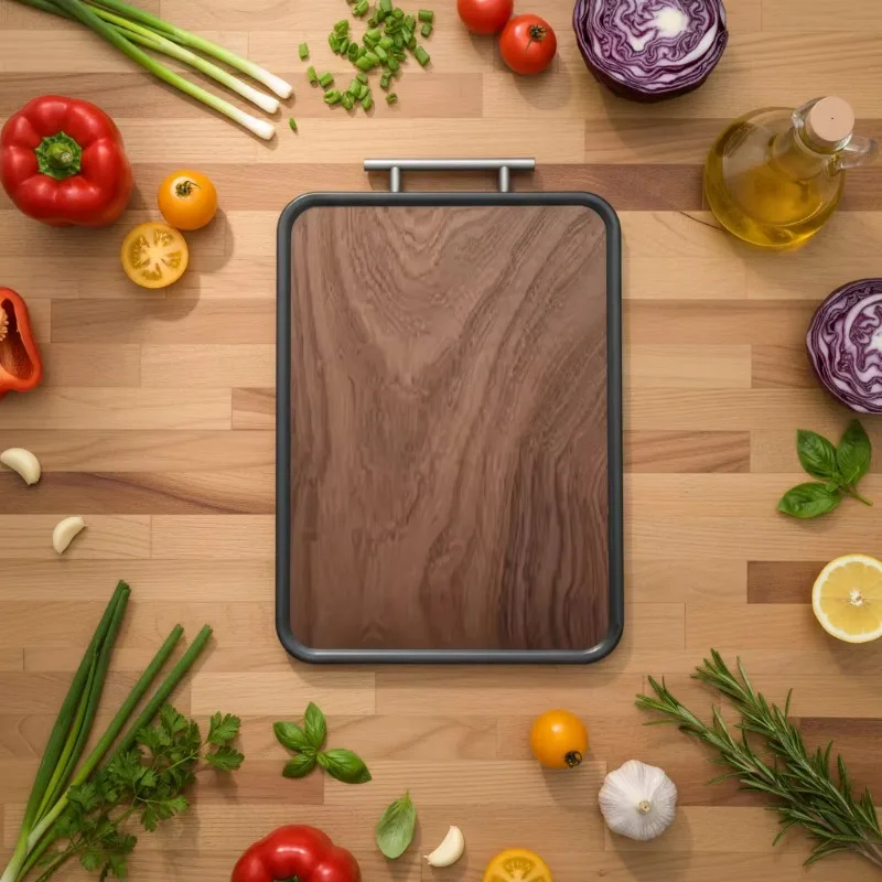 Double-sided rectangular cutting board antibacterial and moisture-proof stainless steel wood ecological household grade