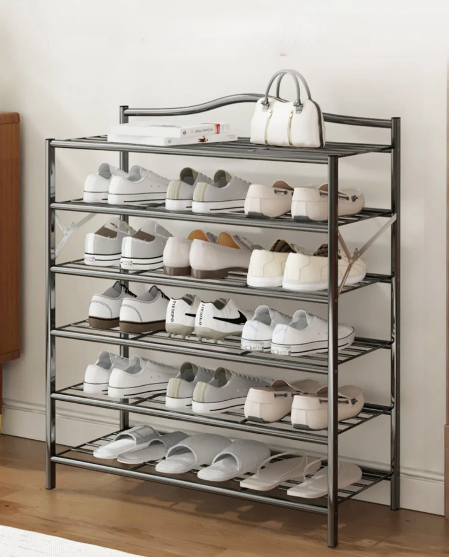 

Installation-free folding shoe rack, multi-layer simple shoe cabinet at home door, wrought iron storage