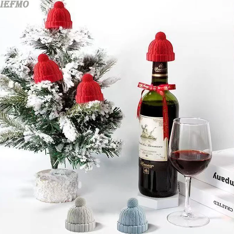 

Bottle Stopper Santa Hat Shape Wine Stopper with Hat Novelty Festive Cork Closure for Holiday Party Gift Kitchen Supplies