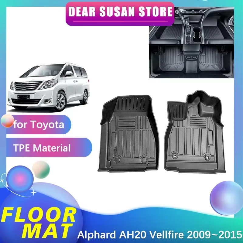 RHD 2PCS Floor Mats for Toyota Alphard AH20 Vellfire 350G 2009~2015 Panel Foot TPE Liner Carpet Pad Custom Cover Rug Accessories