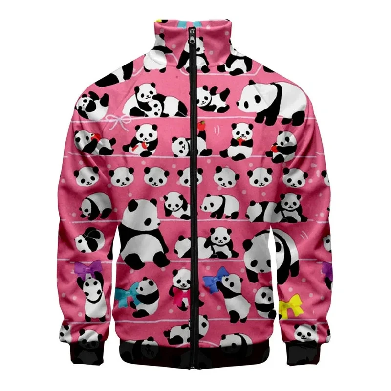 3D Printed Panda Animel Coat Men Cute Panda Zipper Jacket For Mens Women Casual Long Sleeve Oversized Men Fall Jacket