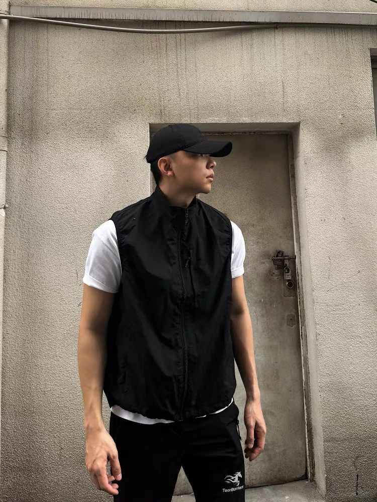 

American Retro Pleated Sun Protection Qui Dry Vest Men's Summer Outdoor Layering Tee-Proof Jaet Outerwear