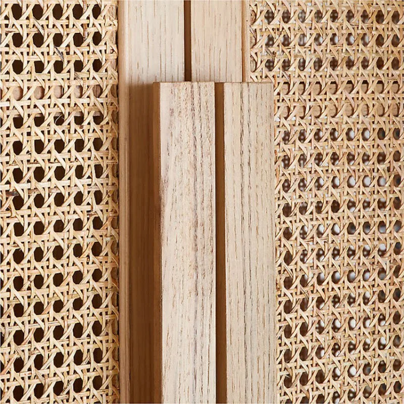 

Japanese rattan solid wood dining side cabinet household living room ins locker retro simple tea cabinet rattan storage cabinet