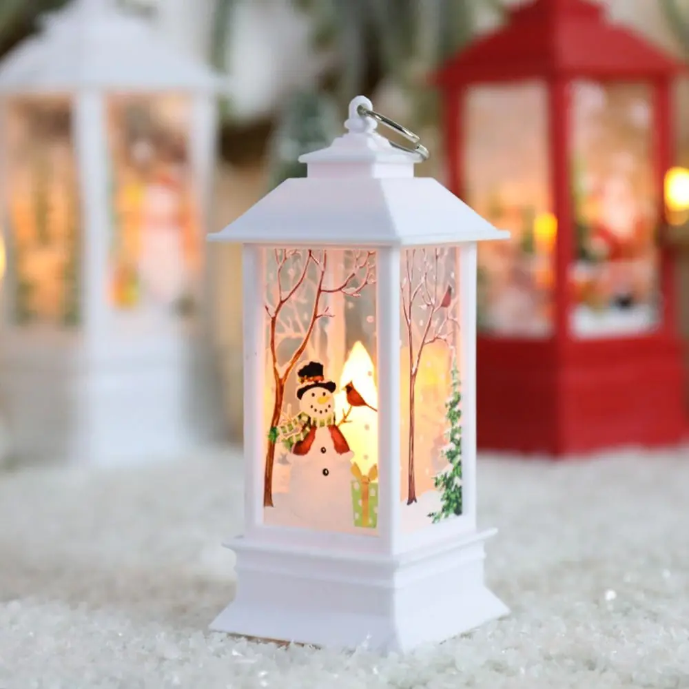 New Year Santa Claus Christmas Retro Lantern Light Snowman Portable Hanging Lamp Waterproof Durable Night Light Bedroom