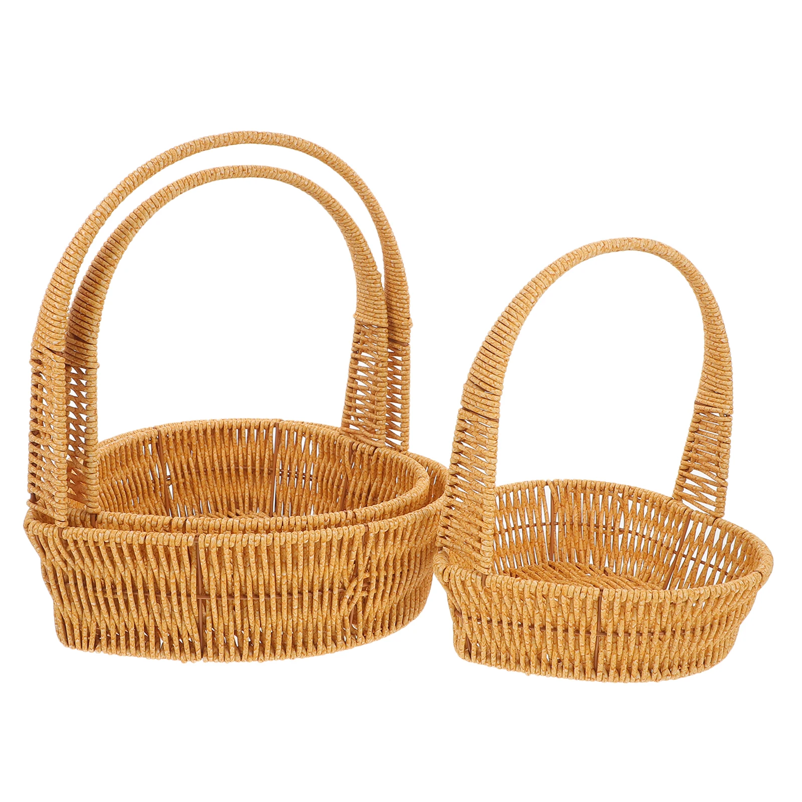 

3 Pcs Heart Shaped Woven Baskets Portable Gift Flower Storage Decorative Rattan Handheld Household Collecting Tools Storage