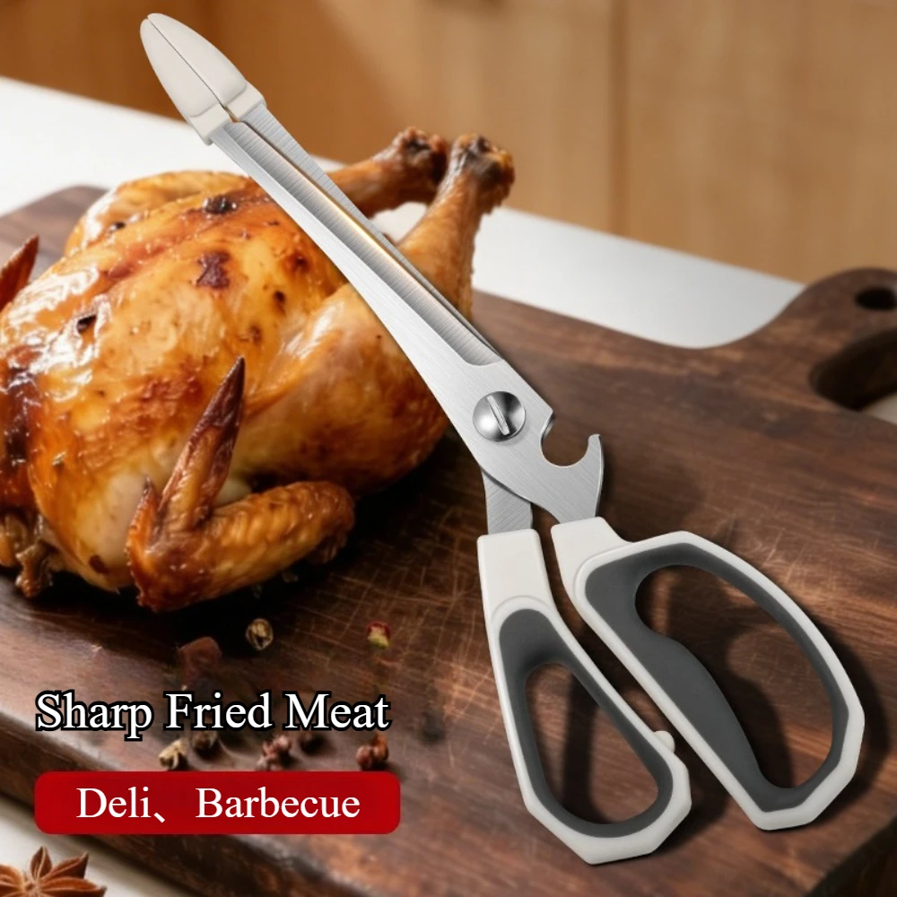 Extended Kitchen Scissors Equipped With Food Clip and Bottle Opener Design Specifically for Cutting Vegetables Meat