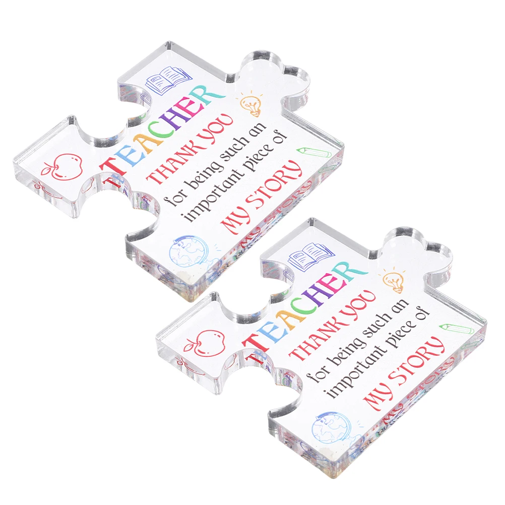 

2pcs Acrylic Plaque Decoration Clear Engraved Acrylic Block Engraved Block Jigsaw Teacher Appreciation Keepsake Gifts DIY
