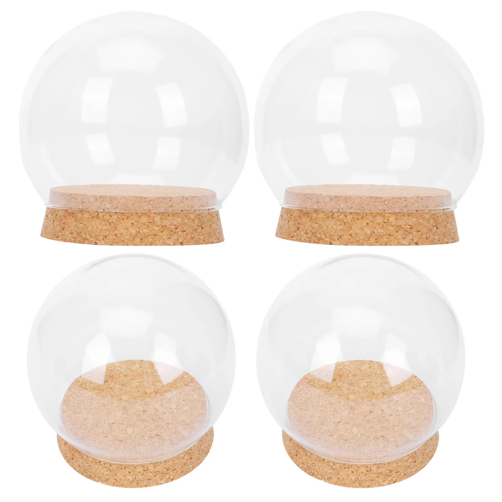 4Pcs Premium Glass and Cork Preserved Flower Cover Clear Eternal Flower Display Dome for Home Decor Party Banquet
