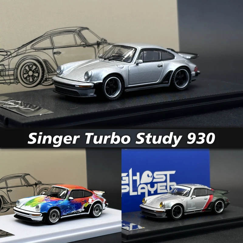 RM GP In Stock 1:64 Singer Turbo Study 930 Silver ART Openable Hood Diecast Diorama Car Model Collection