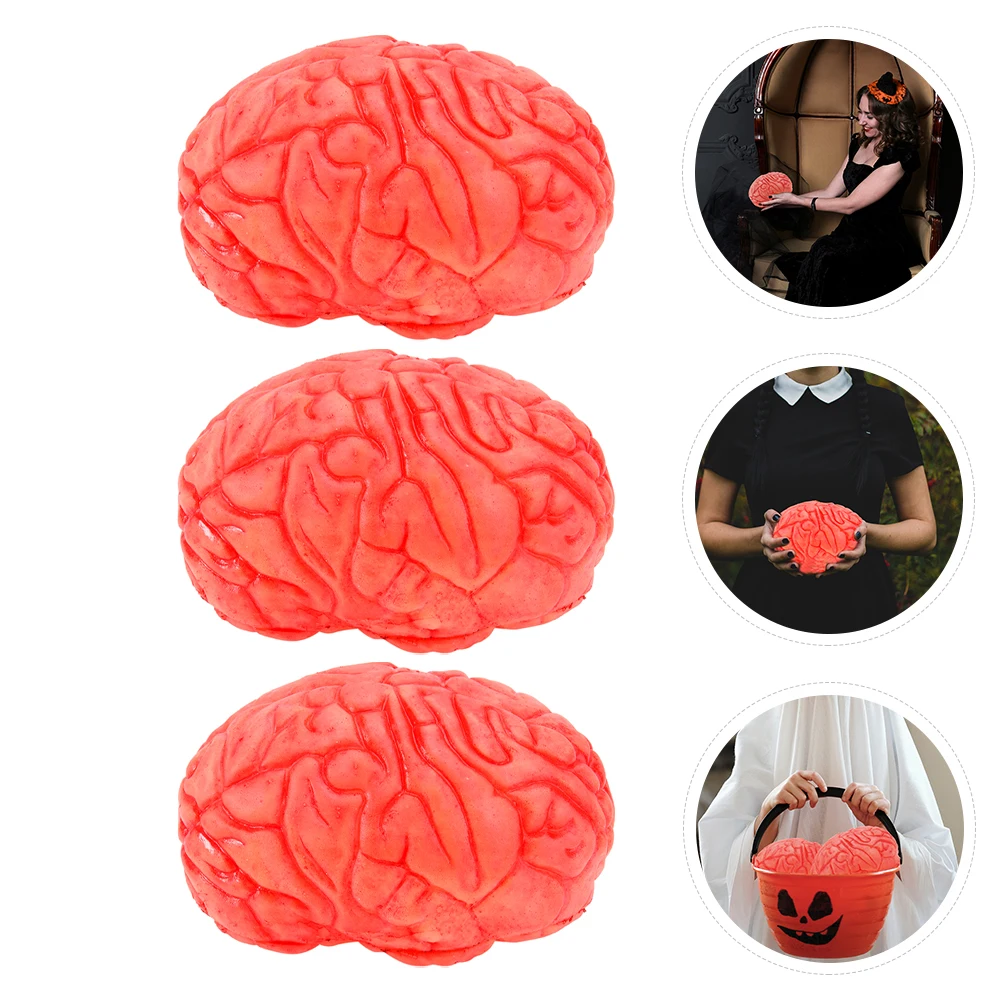 3 pezzi di oggetti di scena per il cervello simulato, decorazioni per il cervello, decorazioni per il desktop finti, accessori decorativi per feste in vinile umano, forniture da tavolo per Halloween