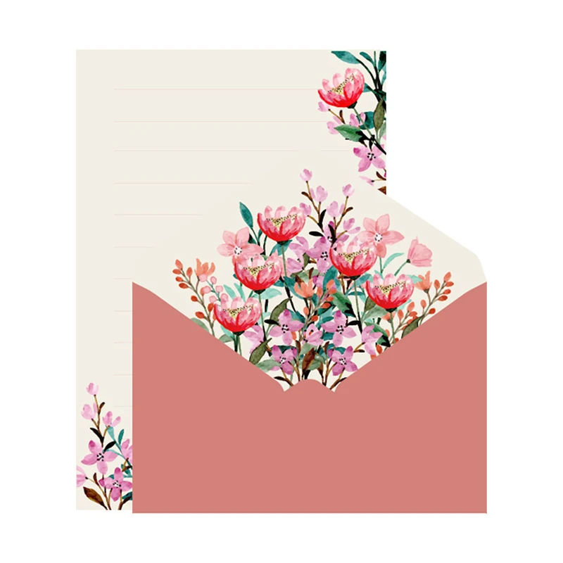 Vintage Floral Wedding Envelopes with Letter Paper Kawaii Invitation Card Cover Letter Padspaper Bag Korean Stationery Office