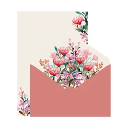 Envelopes De Casamento Floral Vintage com Papel De Carta, Capa De Cartão De Convite Kawaii, Papelaria De Escritório Coreano