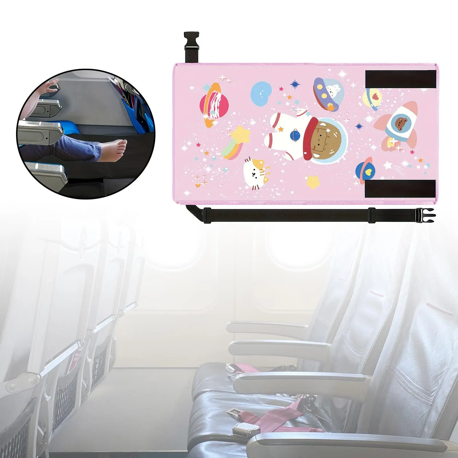 Airplane Foot Hammock for Children Aircraft Footstool Adjustable Oxford Cloth Travel Bed Portable Kids Seat Extender for Long