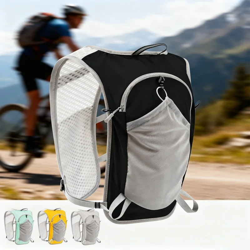 8L Trail Biking Running Storage Vest with Specialized Helmet Bag Reflective Multi-Pocket Hydration Vest Backpack Waterproof
