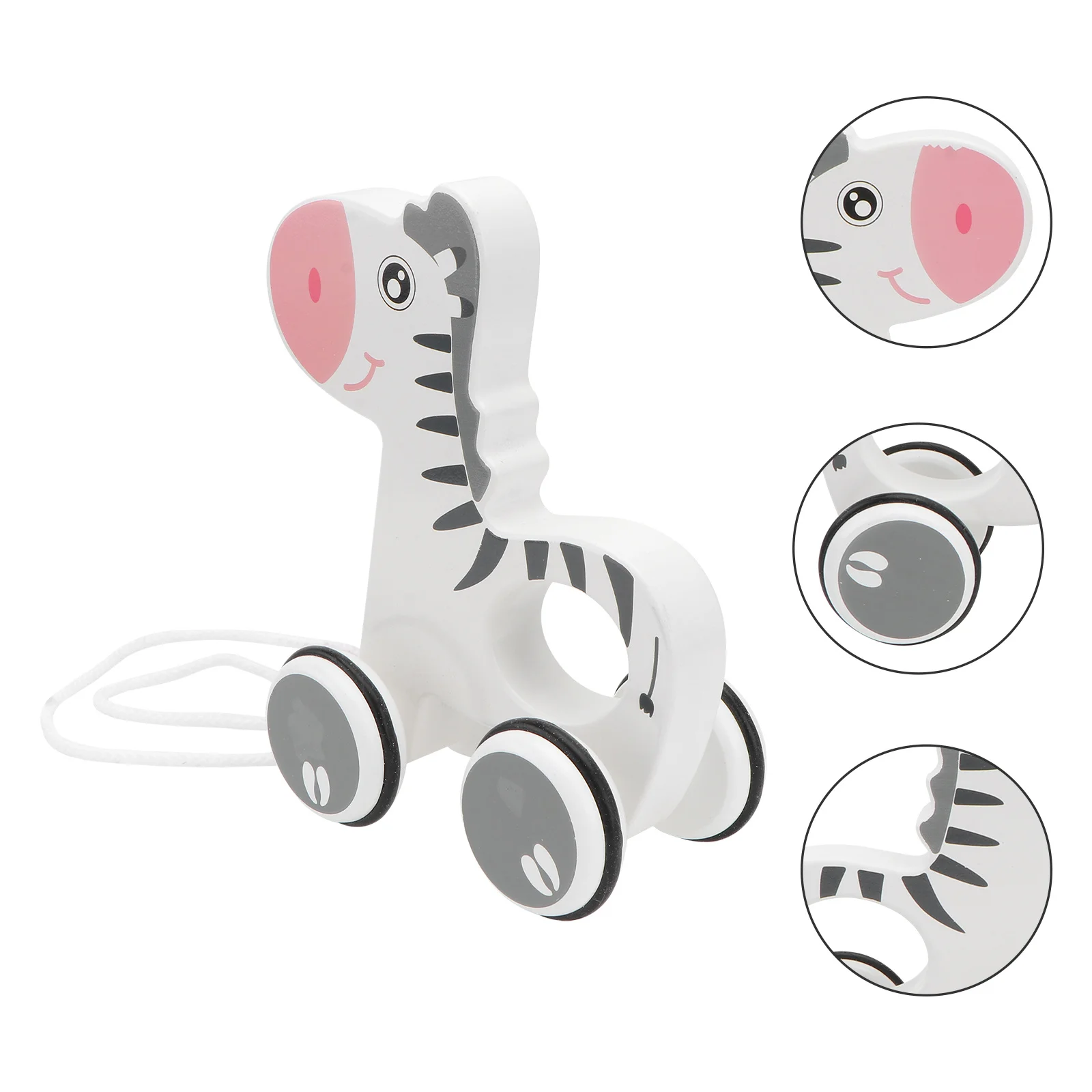 

1pc Animal Pulling Car Wooden For Toddlers Smooth Finish Walk Learning Dragging Kids Gift Pull Along Educational Toy