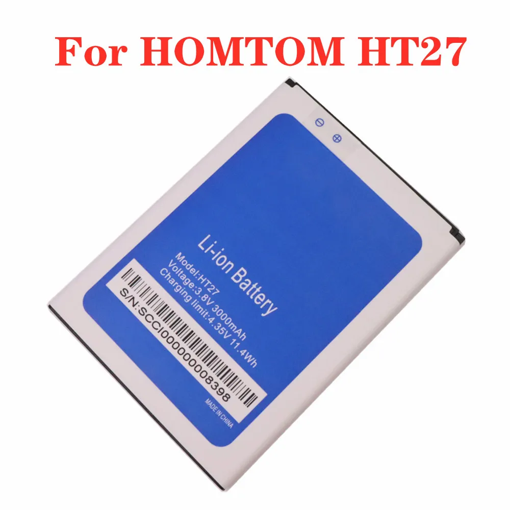 

100% Original HOMTOM HT27 Replacement Battery For HOMTOM HT27 Smartphone 3000mAh li-ion Back-up Battery Batteries