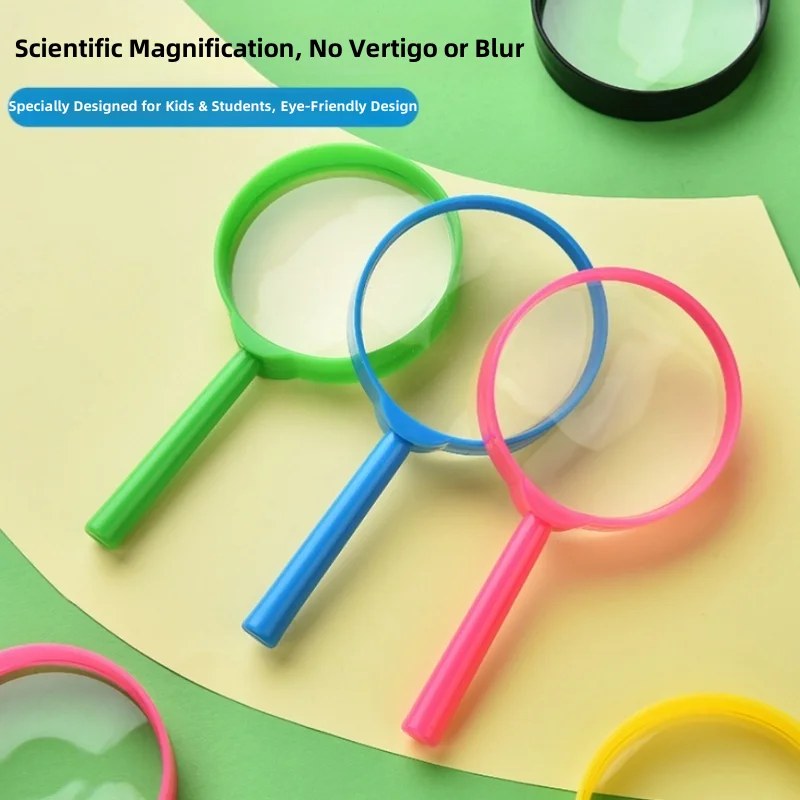 1PC Mini Color Handheld Children Elderly Reading Puzzle Magnifying Glass Plastic Handle with Lens Magnifying Glass