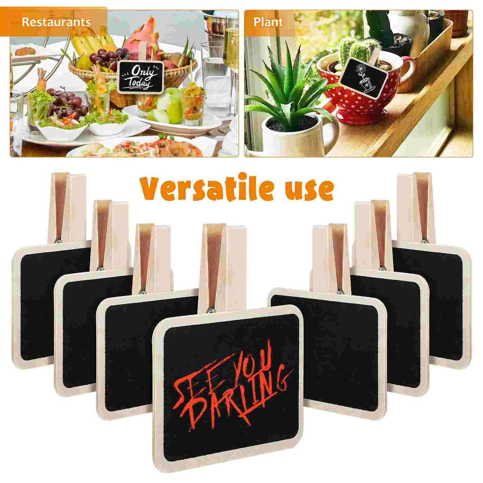 20 pièces petit tableau noir pince Photo Mini Clips pour Photos pinces servant tableau signes Buffet étiquettes alimentaires fête pince en bois