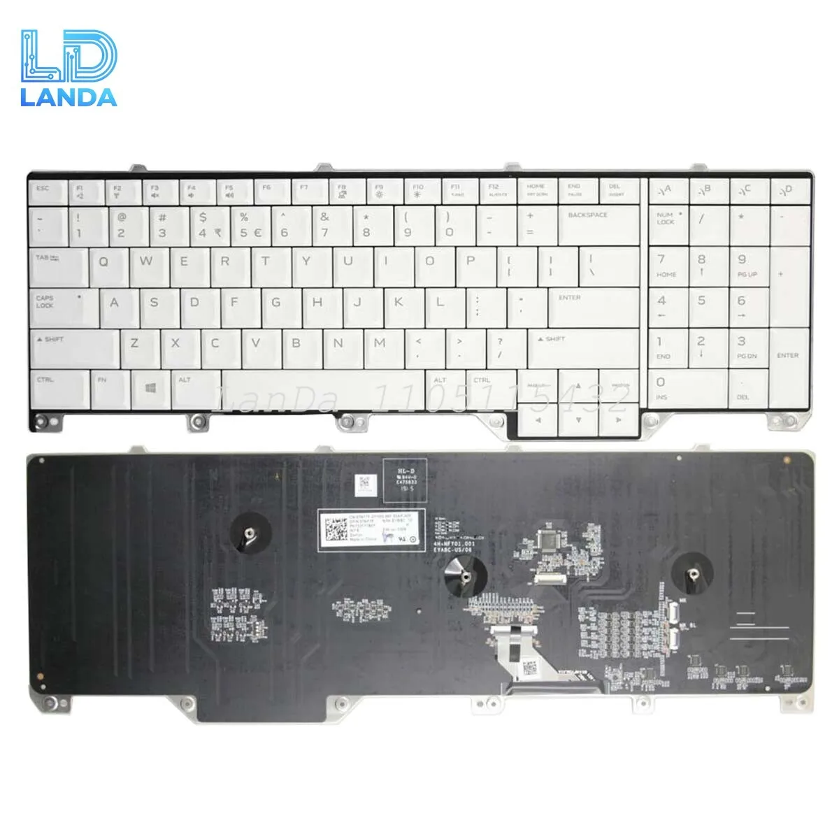 Laptop Keyboard For Dell Alienware 17 R5 P38E Area-51m A51m Gray US RGB Backlit
