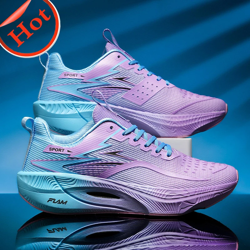 Men Running Shoes Sneakers Anti-slip Cushioned Comfortable Racing Carbon Plate Training Mesh Tennis Shoes Casual for Women 2026