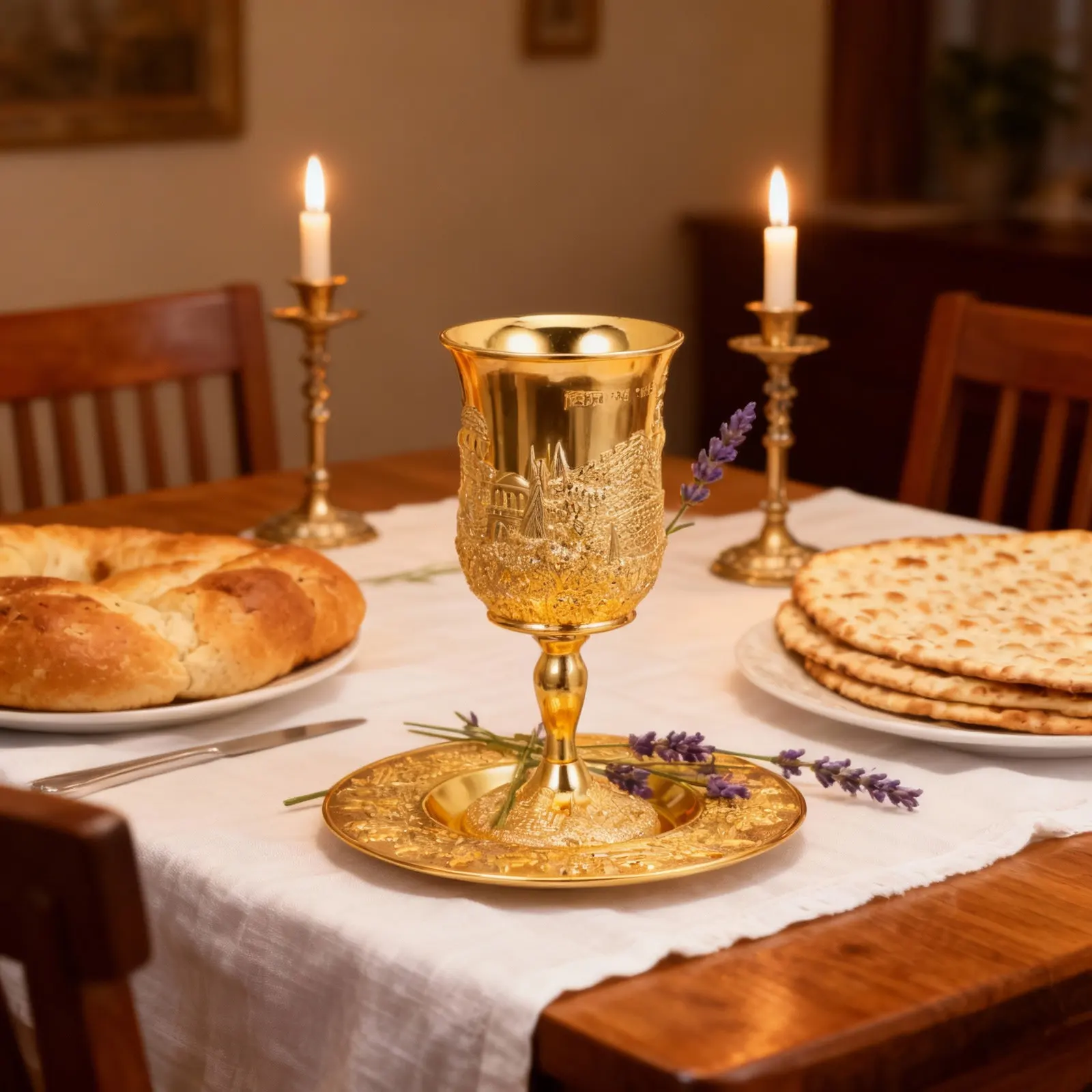 1Set Exquisite Silver Plated Kiddush Cup Set with Saucer for Shabbat Passover Havdalah Festive Wine Ceremony Judaica Home Decor