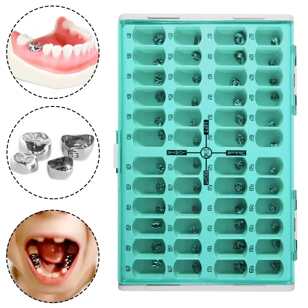 

AG 1Box Dental Crowns Preformed Metal Crown Stainless Steel Temporary Crowns Dentistry Orthodontic Material Therapy Tools