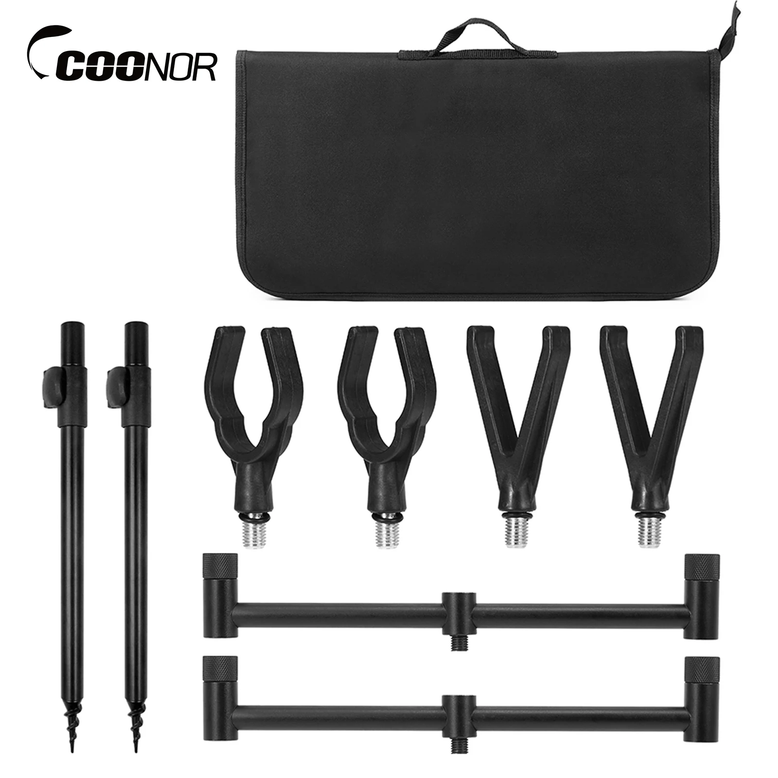 

Coonor 9pcs Fishing Rod Rest Fishing Pole Holder Bite Alarm Bar Set with Storage Bag Fishing Accessories and Fishing Supplies