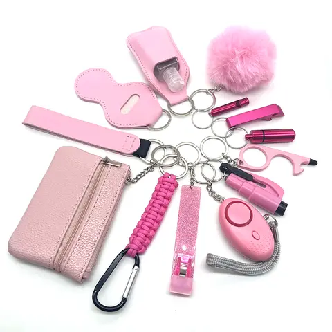 14pcs Multi functional safety keychain set self-defense safety accessories stylish design keychain Outdoor adventure accessories