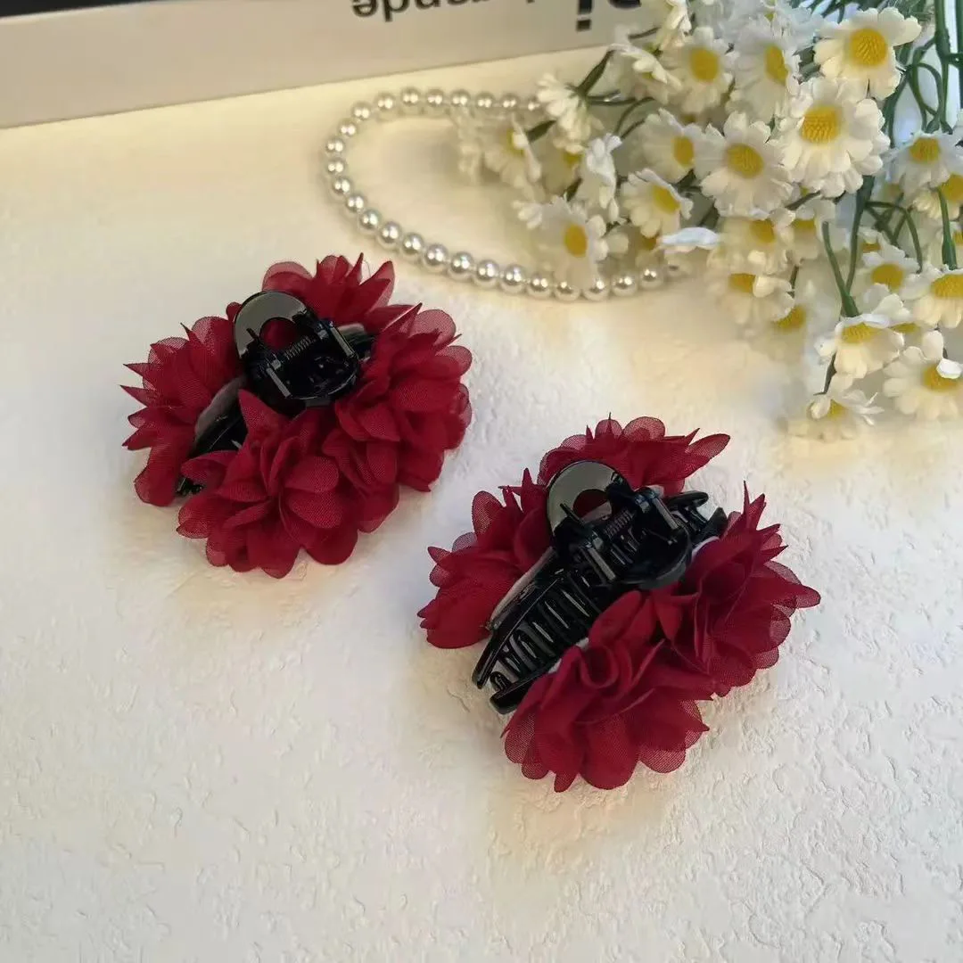 1pc new rose flower temperament petal clip fashionable shark clip clip Western hair clip