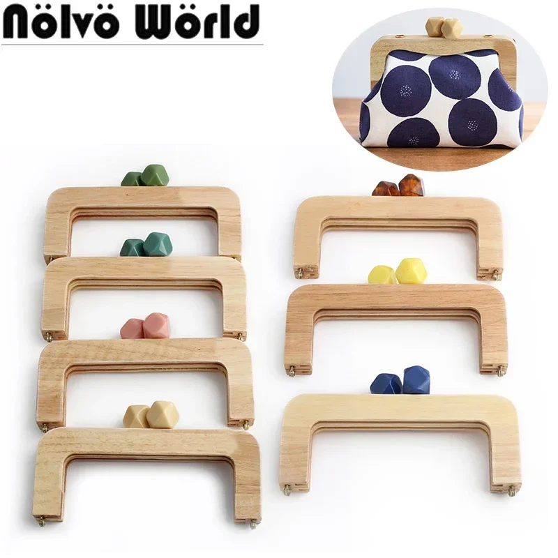 

19.6x11cm Natural Candy Wooden Clutch Frame For Bags Handbag Purse Wooden Frame Lock Kiss Clasp Bead Head Handles Accessories