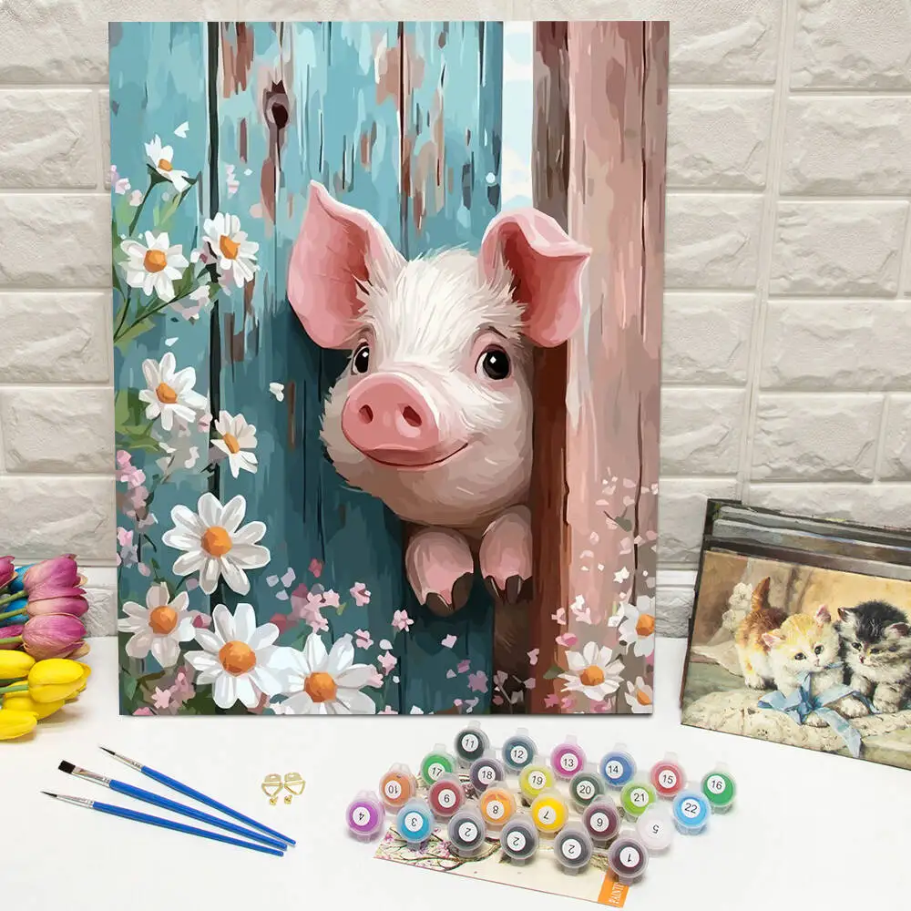 Ölgemälde nach Zahlen, Berglandschaft, DIY, digitale Malerei, Haus, Baum, Landschaft, Bild, Kunsthandwerk auf Leinwand, handgemaltes Geschenk