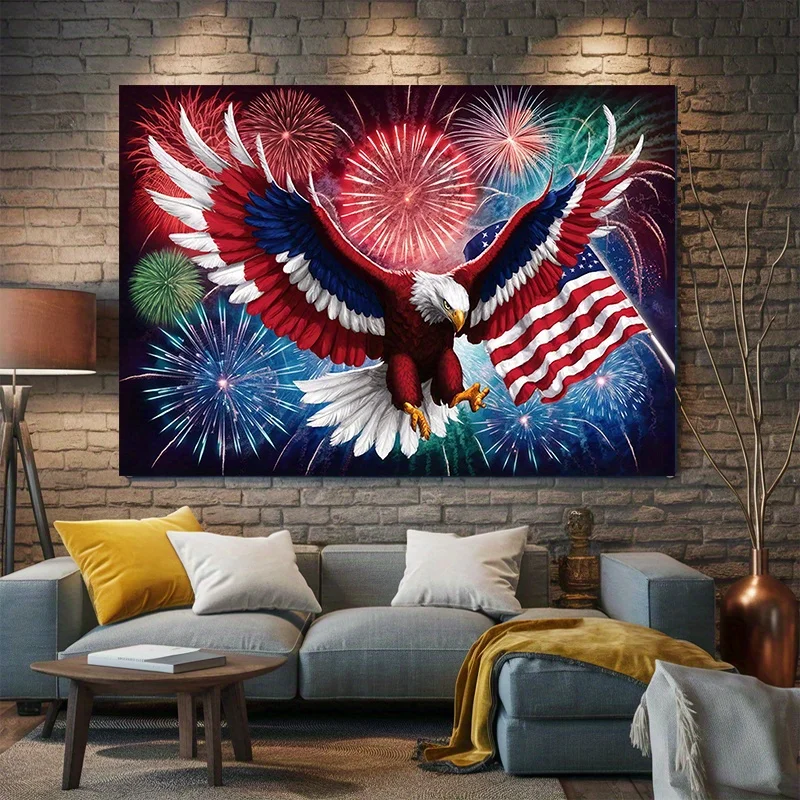 VIKAMA Patriotic Eagle Tapestry Living Room Decoration Independence Day Party Patriotic Theme Room Decoration