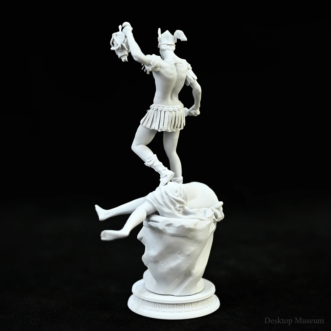 Resin Sculpture Imitating Ancient Mythology 'Perseus Beheading Medusa' Desktop Art Decoration Ornament, 11.8 cm High