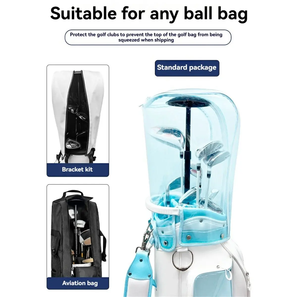 (ABYM) Golf Bag Support Rod 4-Section Adjustable Length Protection Bags Anti Deformation Golf Club Travel Bag Support