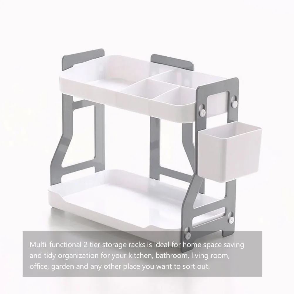 

Rack Vanity Countertop Bathroom Shelf Double Layer Sundry Storage Rack Desktop Organizer Household Storage Shelf