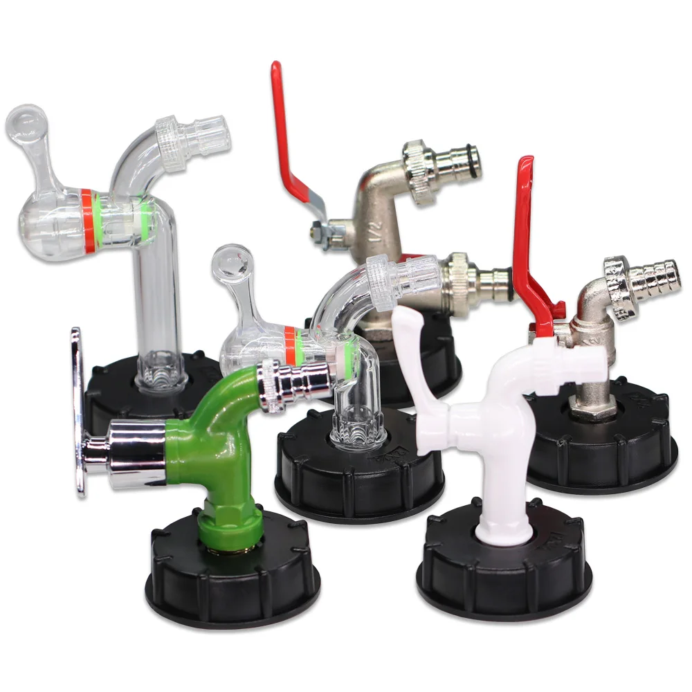 IBC 토트 어댑터 S60 굵은 나사 x 16mm 1/2 \'\' 3/4 \'\' 물 탱크 차단 볼 밸브 정원 호스 탭 톤 배럴 수도꼭지 커넥터