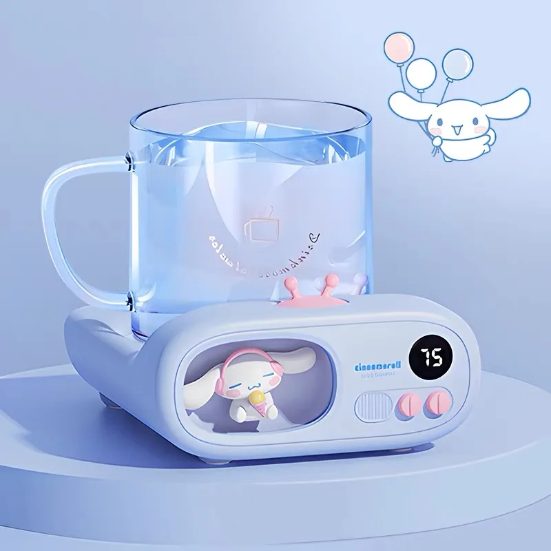 New Cinnamoroll Kuromi Smart Thermostatic Coaster Anime Doll TV Heating Base Plug-in Office Home Desktop Thermal Water Coaster