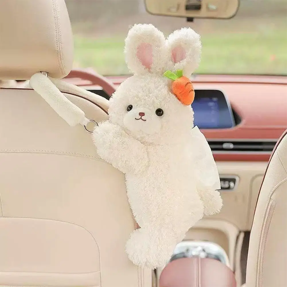 Niedlicher Cartoon-Katzen-Autotaschentuchhalter, Plüschpuppe, Tier-Taschentuchbox, hängender Kätzchen-Papierorganizer, Deko-Autozubehör – Detail 7