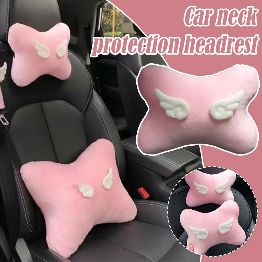 Fashion Cute wing Car Neck Pillow Creative Car Headrest Neck Protection Pillow Soft Comfortable Pillow Women Car Accessories