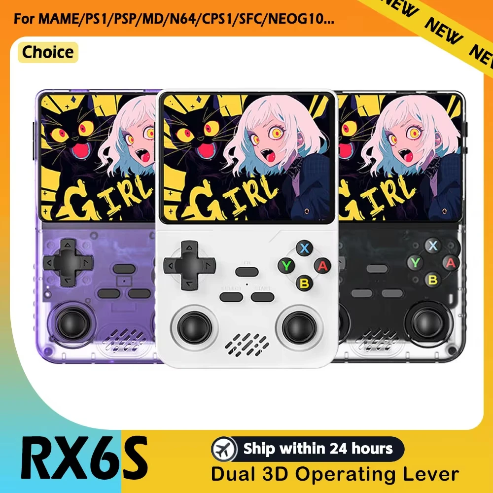 

RX6S handheld game console with 3.5-inch IPS screen, built-in 15000 games, supports PS1/PSP/DC/N64 online doubles Christmas