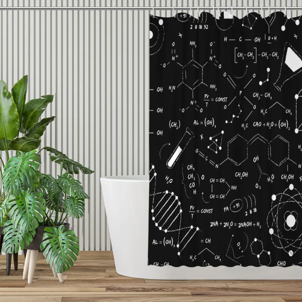 Science Black Board Chemistry Bathroom Shower Curtains Zodiac Star Waterproof Partition Curtain Designed Home Decor Accessories