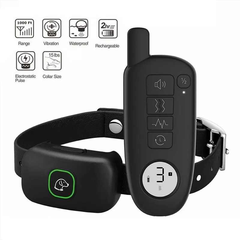 Collar de entrenamiento para perros, dispositivo eléctrico de descarga remota, resistente al agua IP67, recargable, vibración, sonido, antiladridos,