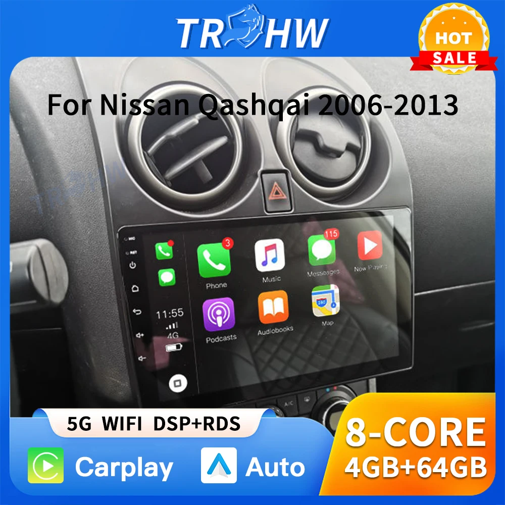 

For Nissan Qashqai 1 J10 2006 - 2013 Auto Radio Stereo Multimedia Player GPS Navigation DVD 5G High-performance CPU