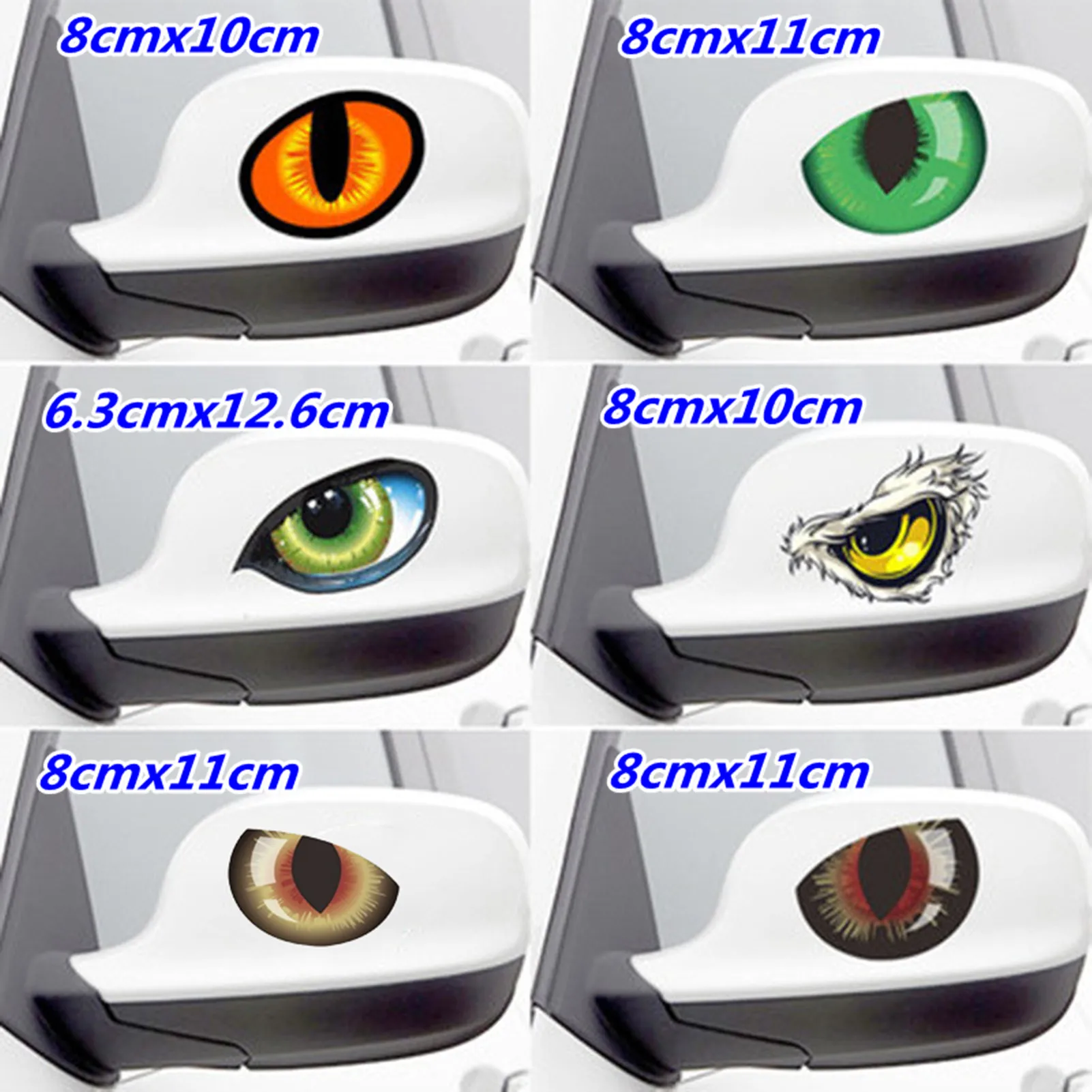 

3D Car Sticker Waterproof Reflective Cat Eyes Creative Side Rear View Mirror Funny Decor Decal Stickers Car Accessories