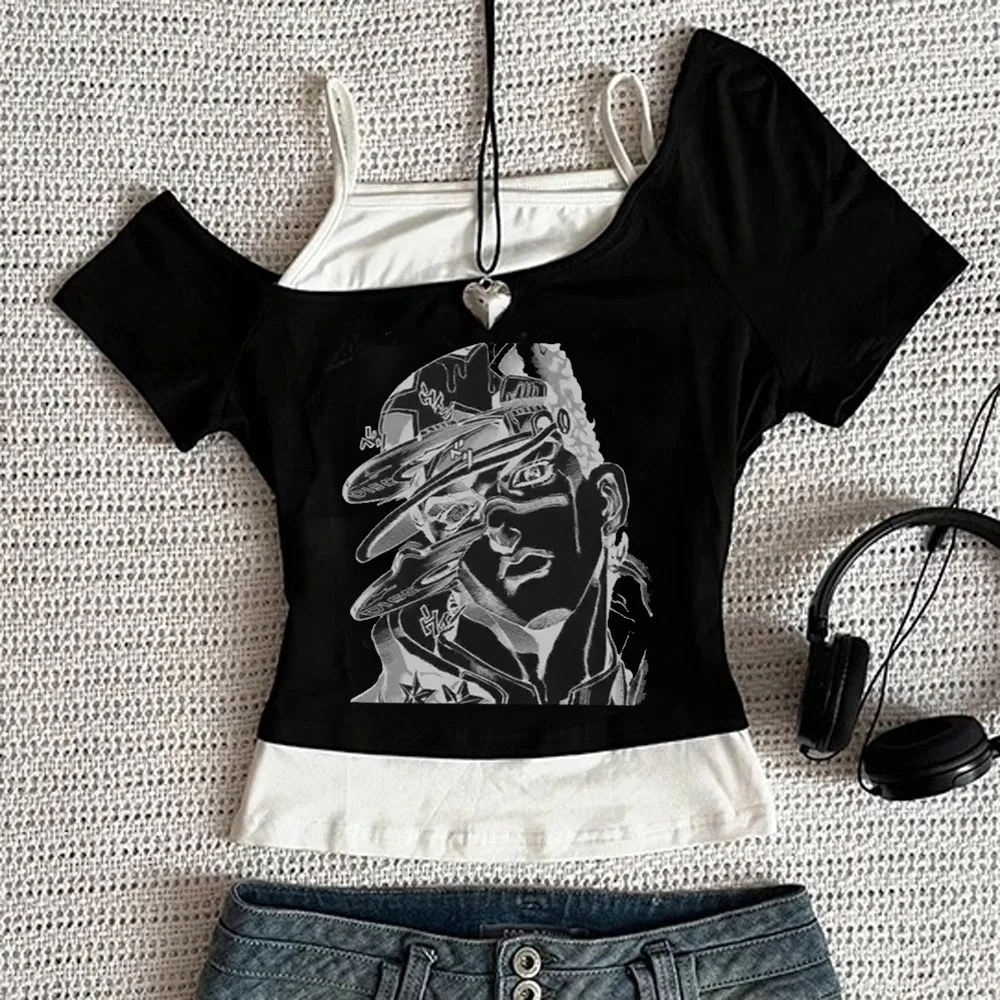 Jojo’s Bizarre Adventure crop top shoujo dollette streetwear kawaii anime emo top tees party kawaii dollette